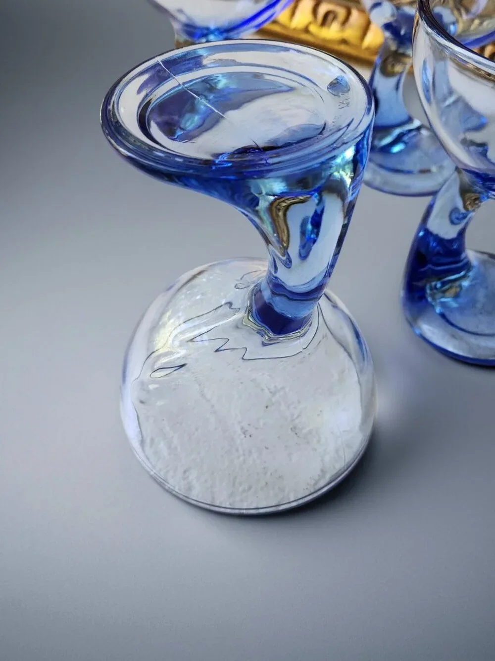 Vintage Bormioli Rocco Jerba Blue Glass Dessert Coupes Set of 4 Italy